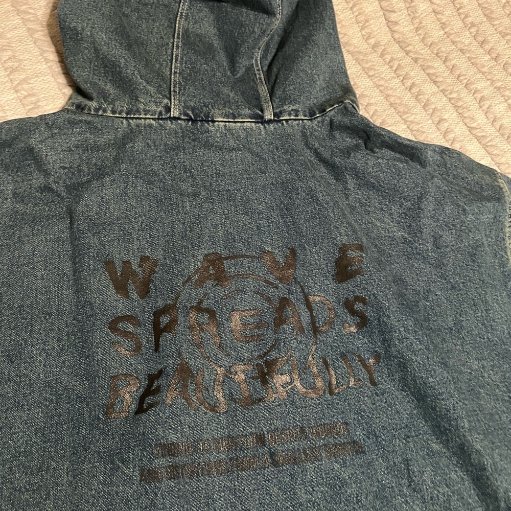 Official RARE BTS Jimin Exhibition “The Truth Untold” Pop Up Denim ZipUp Hoodie - Picture 5 of 5